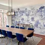 Papier peint panoramique vintage monochrome de style Jouy