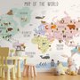  Carte  éducatif en Anglais - Papier peint carte du monde éducative avec animaux pour enfants et bébé