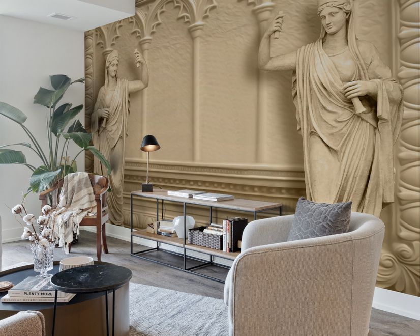3D Embossed Look Byzantine Sculptures Wallpaper Mural