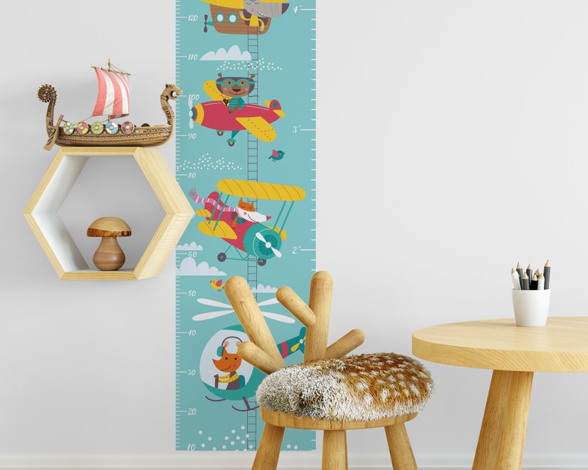 Kids Blue Height Chart Wall Sticker Decal