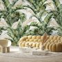 Watercolor Tropical Banana Leaf with Faux Gold Details Wallpaper Mural