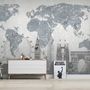 Vintage World Map with Old Hot Air Balloon Wallpaper Mural