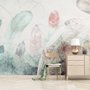 Papier peint plumes douces et lignes abstraites
