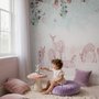 Papier peint cerfs dans le jardin floral