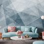 Indigo Style Watercolor Geometric Wallpaper Mural