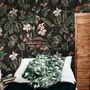 Watercolor Dark Tropical Art with Leopard Wallpaper Mural