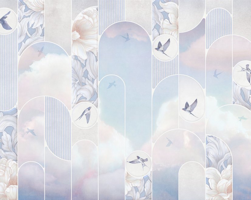 Dreamy Floral and Birds Wallpaper Mural