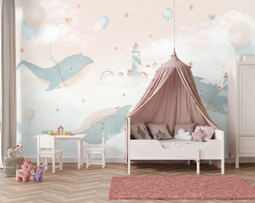 Kids Soft Whale  Undersea Life Wallpaper Mural