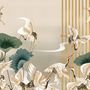 Chinese Crane Birds with Lotus Florals Wallpaper Mural