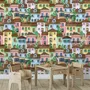 Kids Watercolor Medieval House with Plants Wallpaper Mural