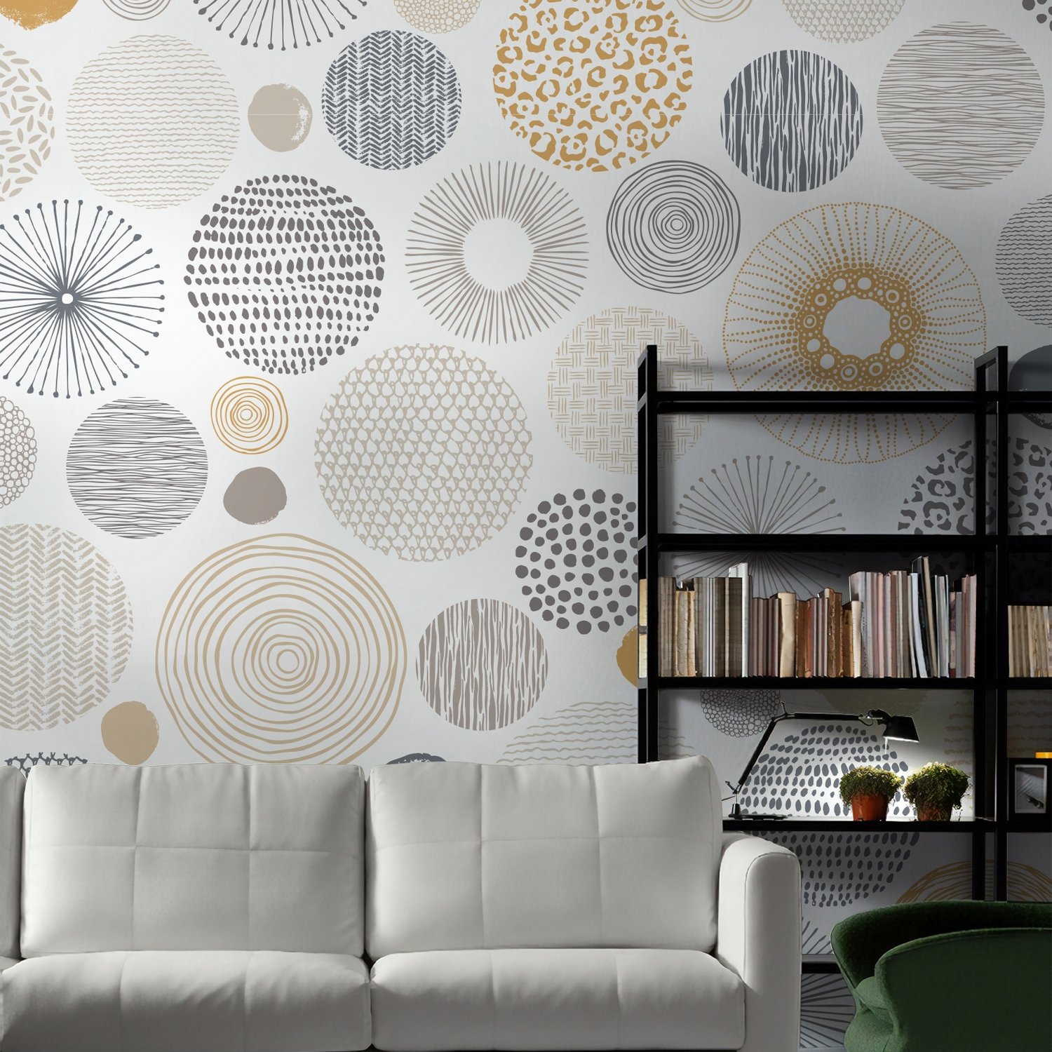 Fancy Abstract Circles Wallpaper Mural - Peel and Stick