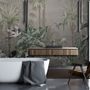 Retro Soft Forest with Stork Wallpaper Mural
