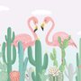 Fototapete Flamingo-Paar mit Kaktus