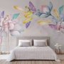 Papier peint panoramique magnolias colorés et oiseaux