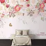 Pink Flowers and Butterflies Wallpaper Mural