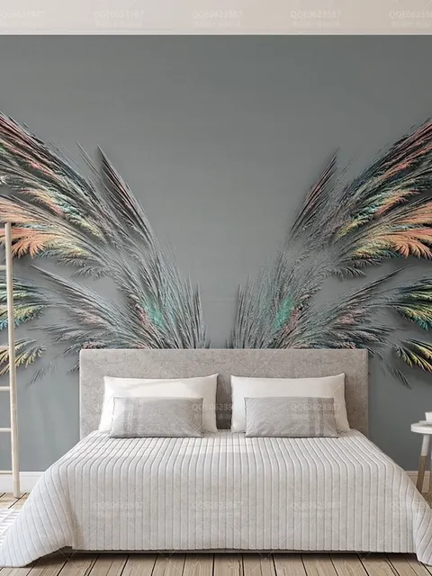 3D Embossed Look Dark Wing Wallpaper Mural