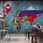 Country Flags on World Map Wallpaper Mural