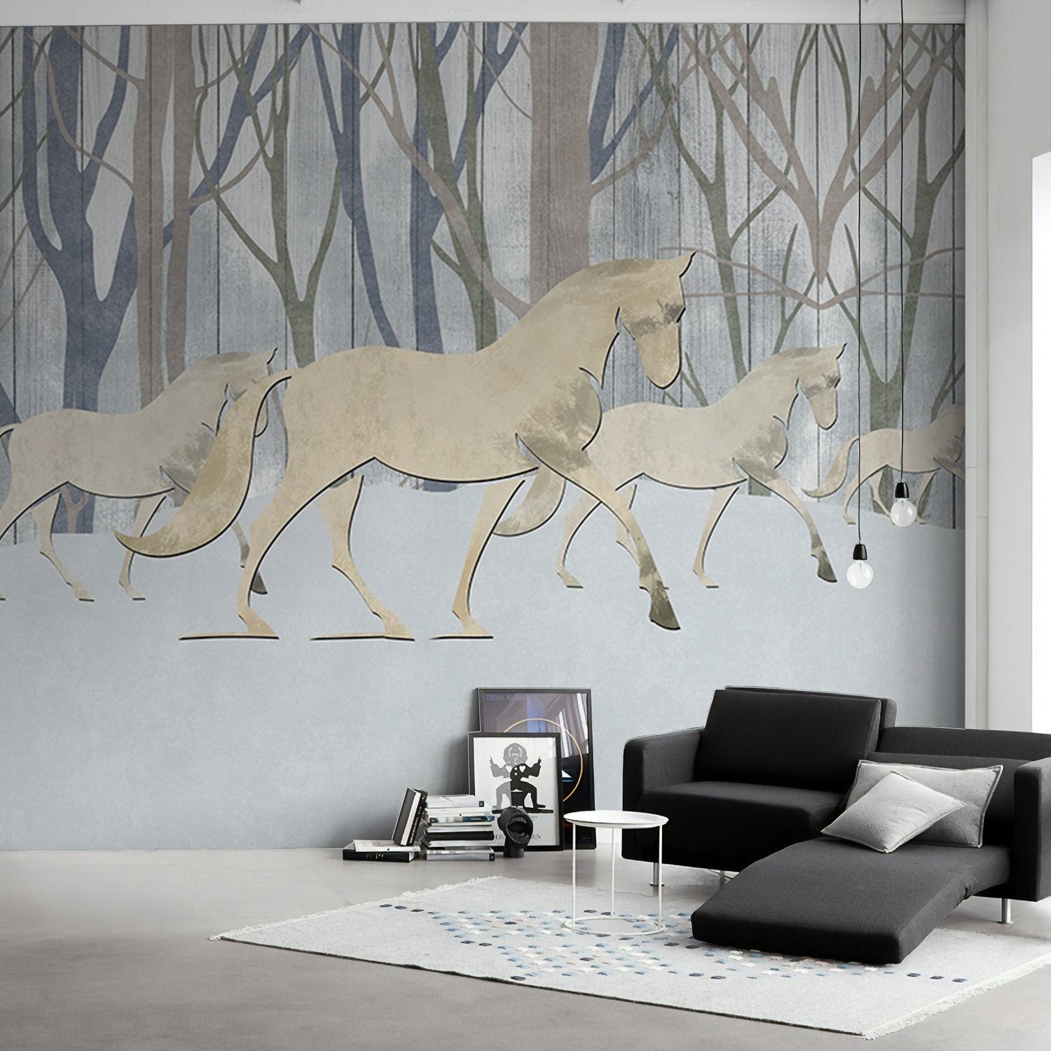 Abstract Horse and Forest Wallpaper Mural - Peel and Stick