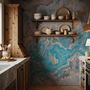 Turquoise Brown Wave Brush Wallpaper Mural