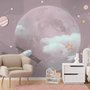 Papier peint panoramique des planètes de dessins animés et de l'espace étoilé