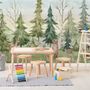 Kids Watercolor Pine Tree Forest with Animals Wallpaper Mural