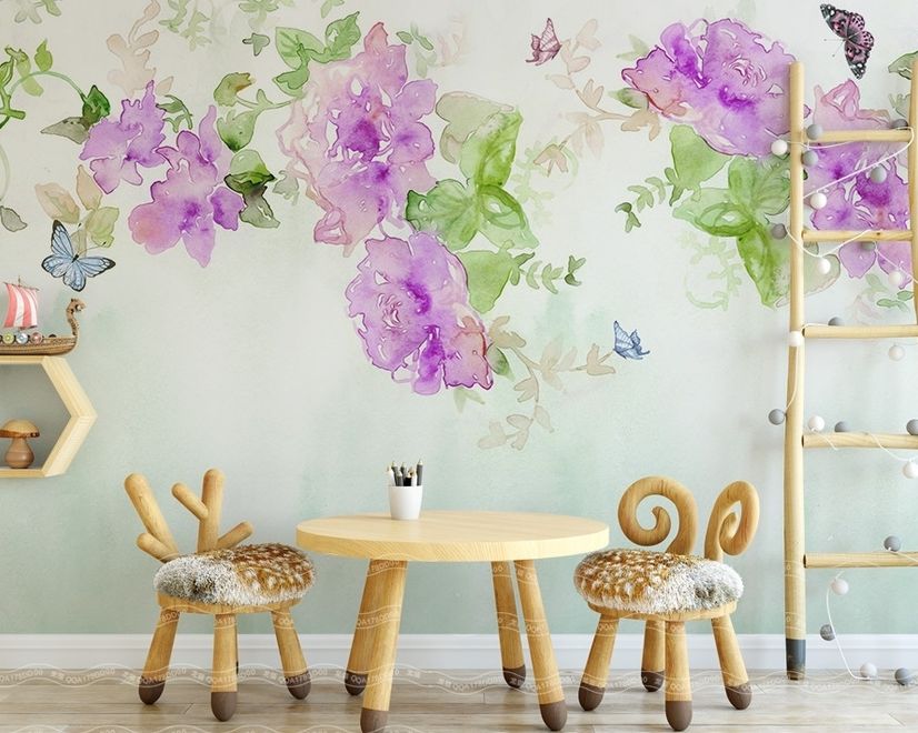 Watercolor Peony Floral Wallpaper Mural