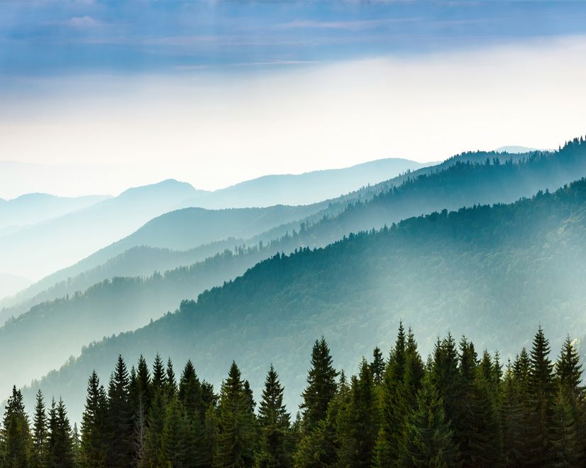 Foggy Mountains Landscape Wallpaper Mural