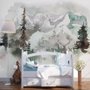 Papier peint forêt d'hiver et cerfs à cornes