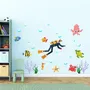 Kinder Cartoon Meer Unterwasser mit Fischmann Wandtattoo