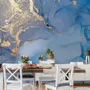 Blue Gold Look Marble with Splash Wallpaper Mural