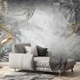 Monochrome Grunge Leaf with Splash Wallpaper Mural