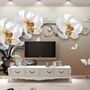 Fototapete mit 3D-Effekt: Orchideenblüten und Kieselsteine