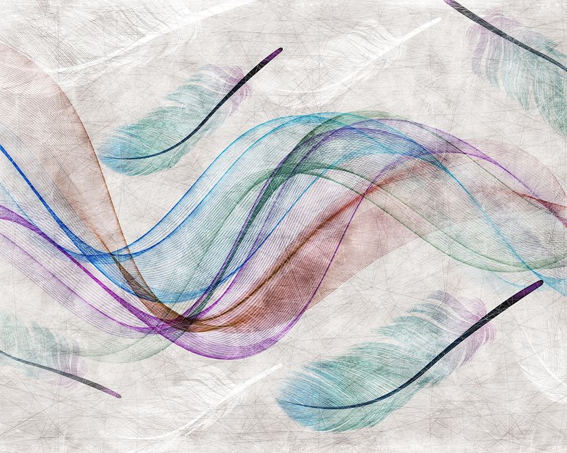 Colorful Abstract Feather Wallpaper Mural