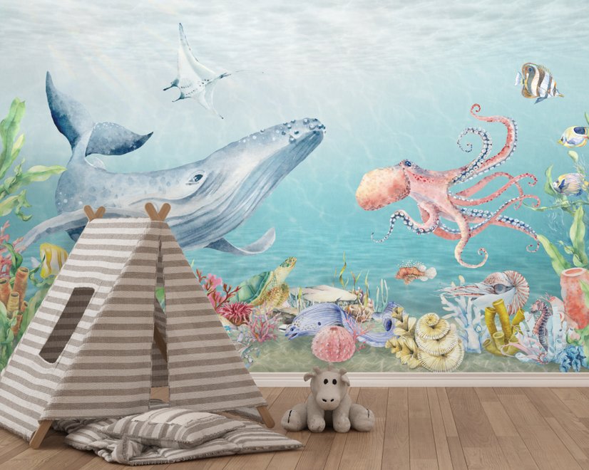 Kids Cute Whale Undersea Wallpaper Murals