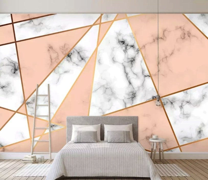 Gray Pink Marble Pattern Wallpaper Mural - Peel and Stick