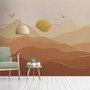 Papier Peint Panoramique Paysage Doré au Lever et Coucher de Soleil