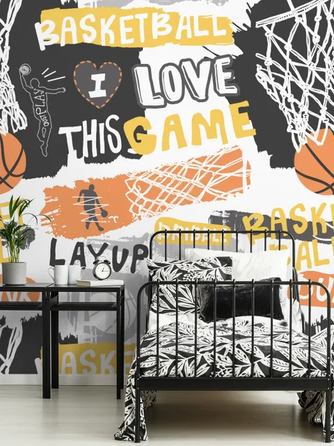 Basketball Hoop with Sport Slogans Wallpaper Mural