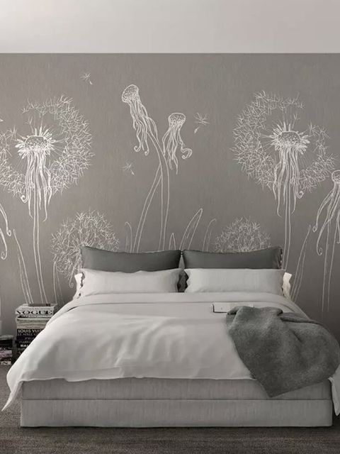 White Octopus and Dandelion Wallpaper Mural