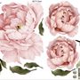 Pink Peony Florals with Green Leaf Wall Decal Sticker