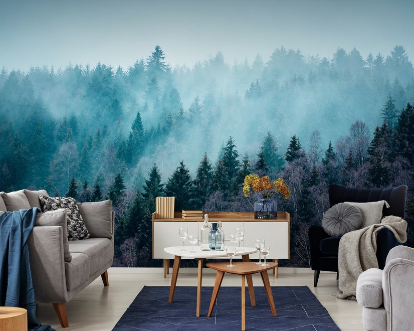 Misty Forest View Wallpaper Mural