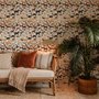 Zoomie kids wallpaper with painted dog breeds in tan, brown, black and grey on white