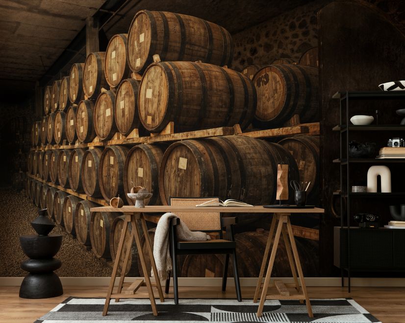 Papier peint panoramique tonneaux de bière
