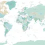 Papier peint panoramique de la carte du monde politique verte