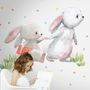 The Cute Bunny Reading Books with Colorful Polka Dots Kids Wall Decal Sticker