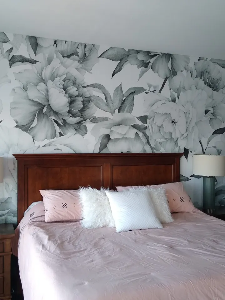 Dark Floral Charcoal Rose Flower Wallpaper Mural