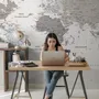 White Political Map Wallpaper Mural