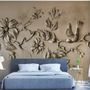 3D Embossed Look Cement Floral Tree Wallpaper Mural