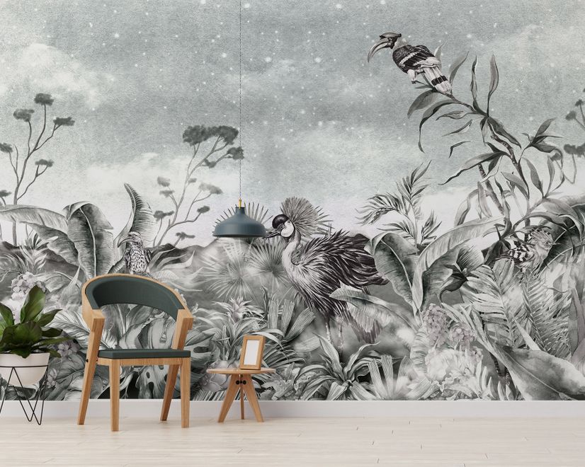 Vintage Historic Paradise Bird Art Wallpaper Mural