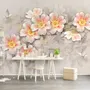 Pink Flower and White Butterfly Wallpaper Mural