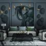 3D Embossed Look Dark Elephant and Birds Wallpaper Mural